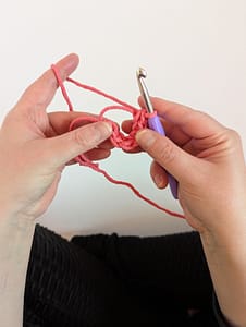 Six single crochet stitches worked into a crochet magic ring