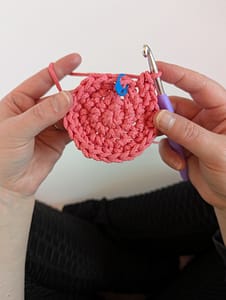 Four rounds of single crochet worked in a circle