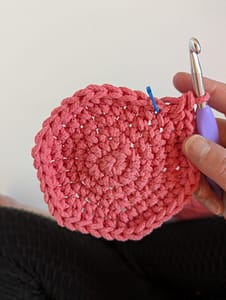 Six rounds of single crochet stitches in a circle